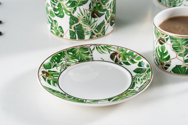 New Design Green Leave Bone China Tea & Coffee Set