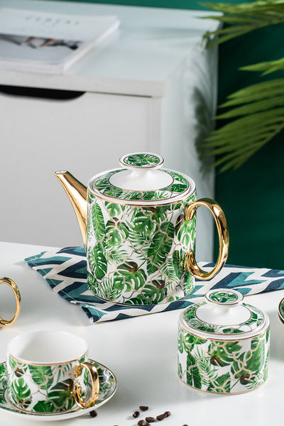 New Design Green Leave Bone China Tea & Coffee Set