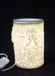 White Cherub W Rose Oil Burner