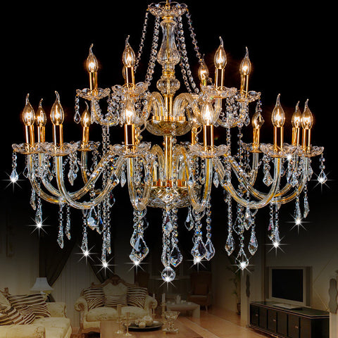 Chandelier Golden Clear 12 + 6 heads