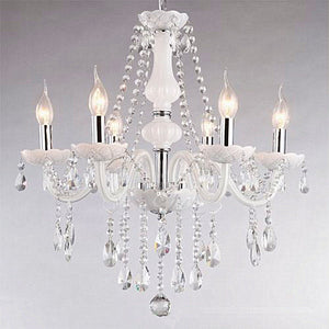 Chandelier White Silver 6 heads