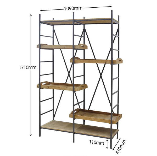 Adjustable Timber Shelves with Iron Frame