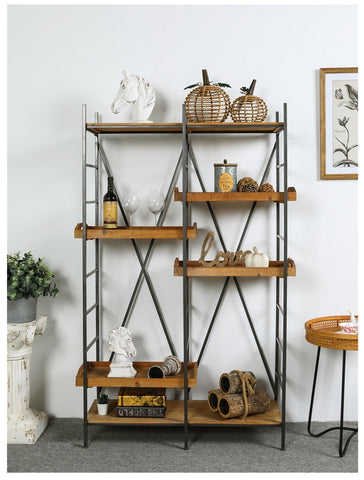 Adjustable Timber Shelves with Iron Frame