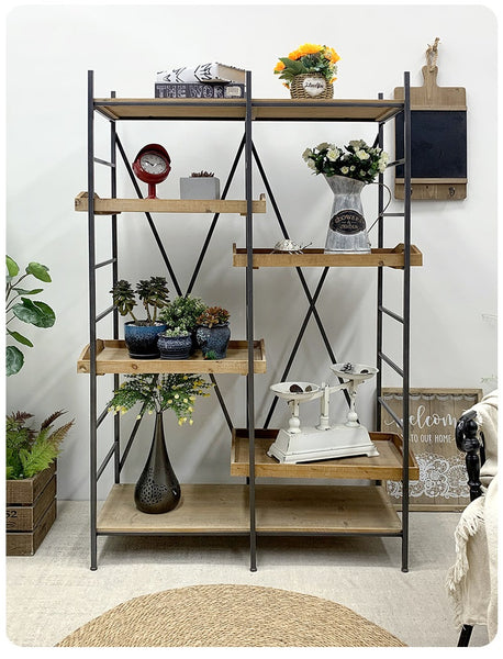 Adjustable Timber Shelves with Iron Frame