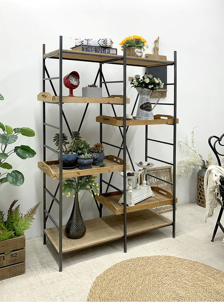 Adjustable Timber Shelves with Iron Frame