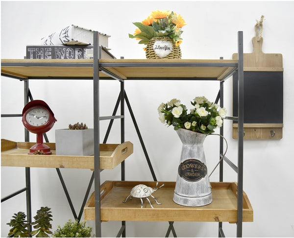 Adjustable Timber Shelves with Iron Frame