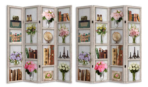 4 Panels Room Divider canvas screen bookshelf HW02799