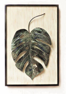 Metal Wall Decor - 55x9x82 Wooden Framed Singel leaf