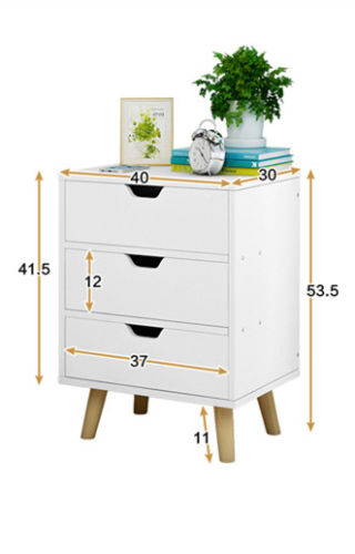 Wooden Bedside Table Drawers Nightstand Unit Cabinet Storage Bedside Table (Flat Pack)