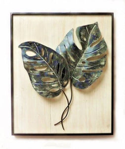 Metal Wall Decor - 78x94 Wooden Framed Couple Leaves